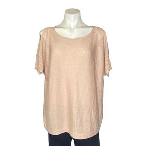 TORRID Rose Metallic Short Slitted Sleeve Dolman Pullover Sweater Size 1